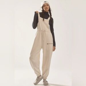 Daily Practice by Anthropologie Drawstring Overalls in Ivory NWT